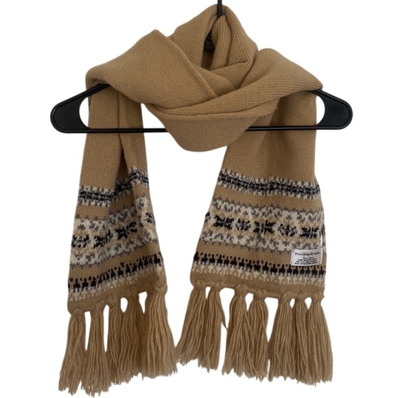 Preston & York Knit Scarf Fair‎ Isle Pattern Tassel Fringe Winter - Picture 1 of 7